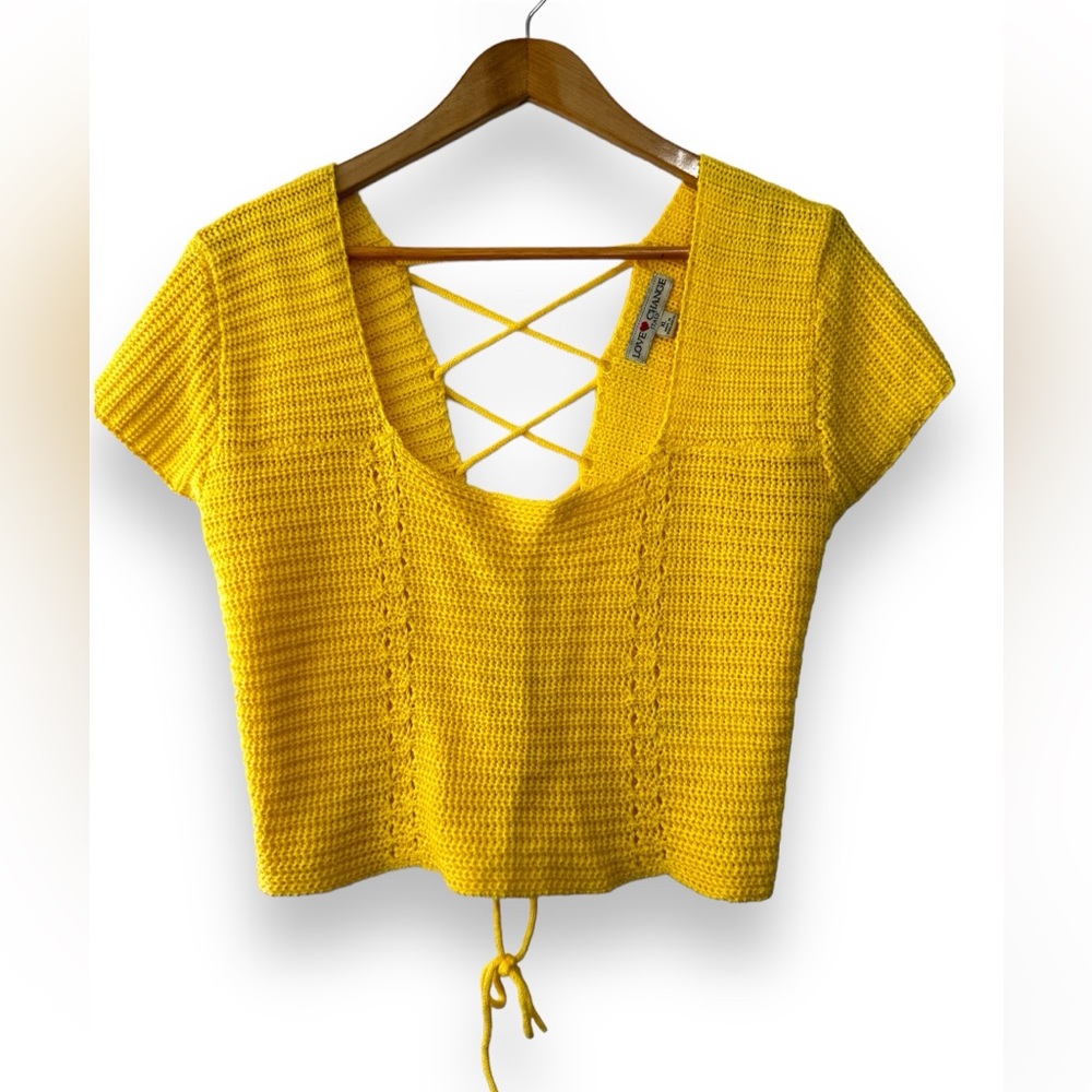 LOVECHANGE Knit Women Crop Top XL Open Back Top Jersey Crop Top Halter Top